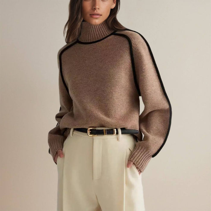 Marlow Contrast Trim Turtleneck Sweater