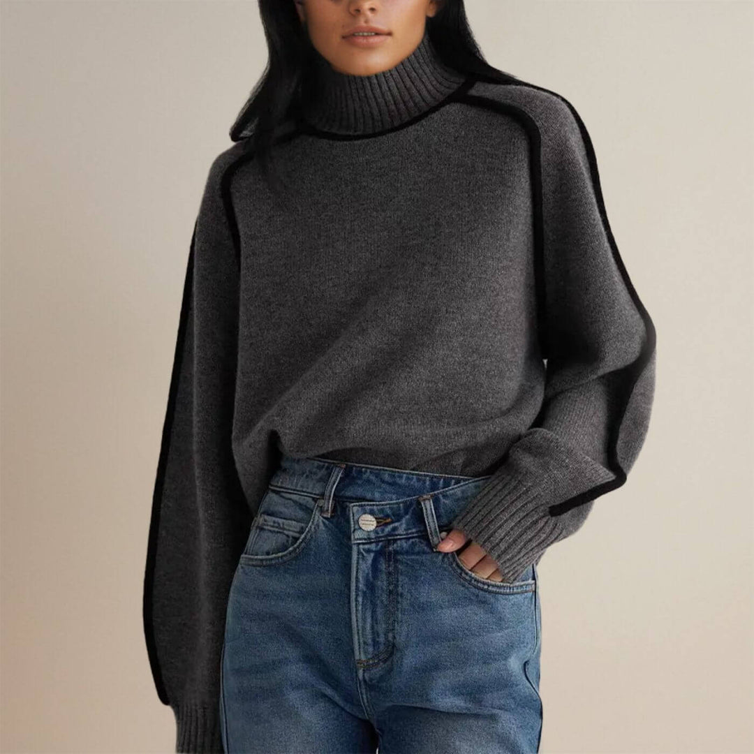 Marlow Contrast Trim Turtleneck Sweater