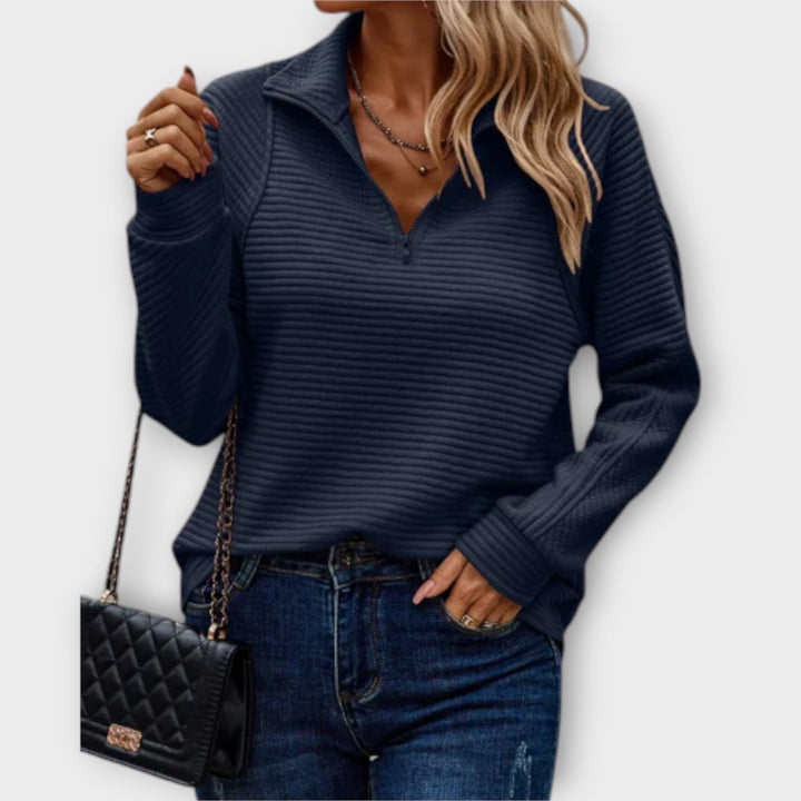 Mila Ribbed Zip Sweater