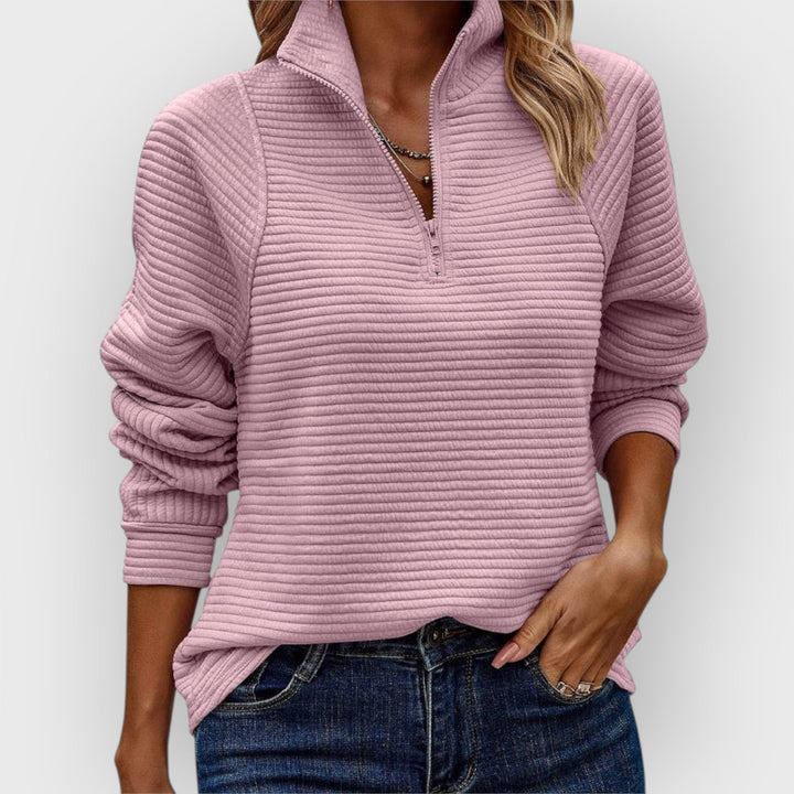 Mila Ribbed Zip Sweater