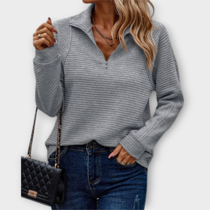 Mila Ribbed Zip Sweater