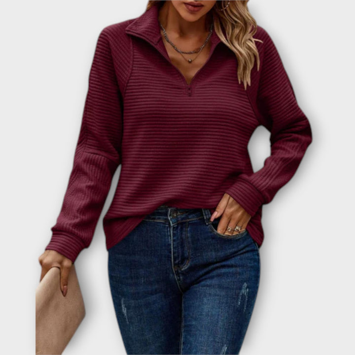 Mila Ribbed Zip Sweater