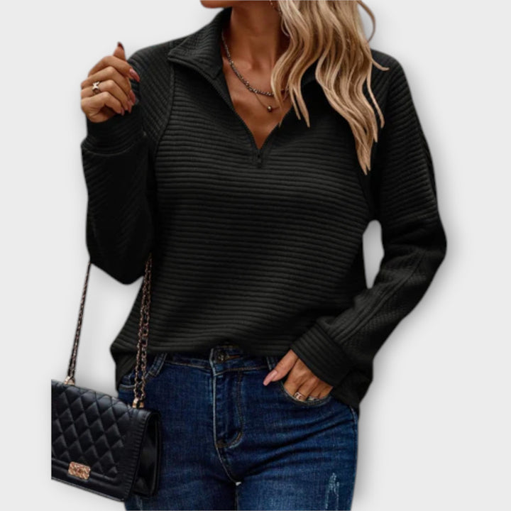 Mila Ribbed Zip Sweater